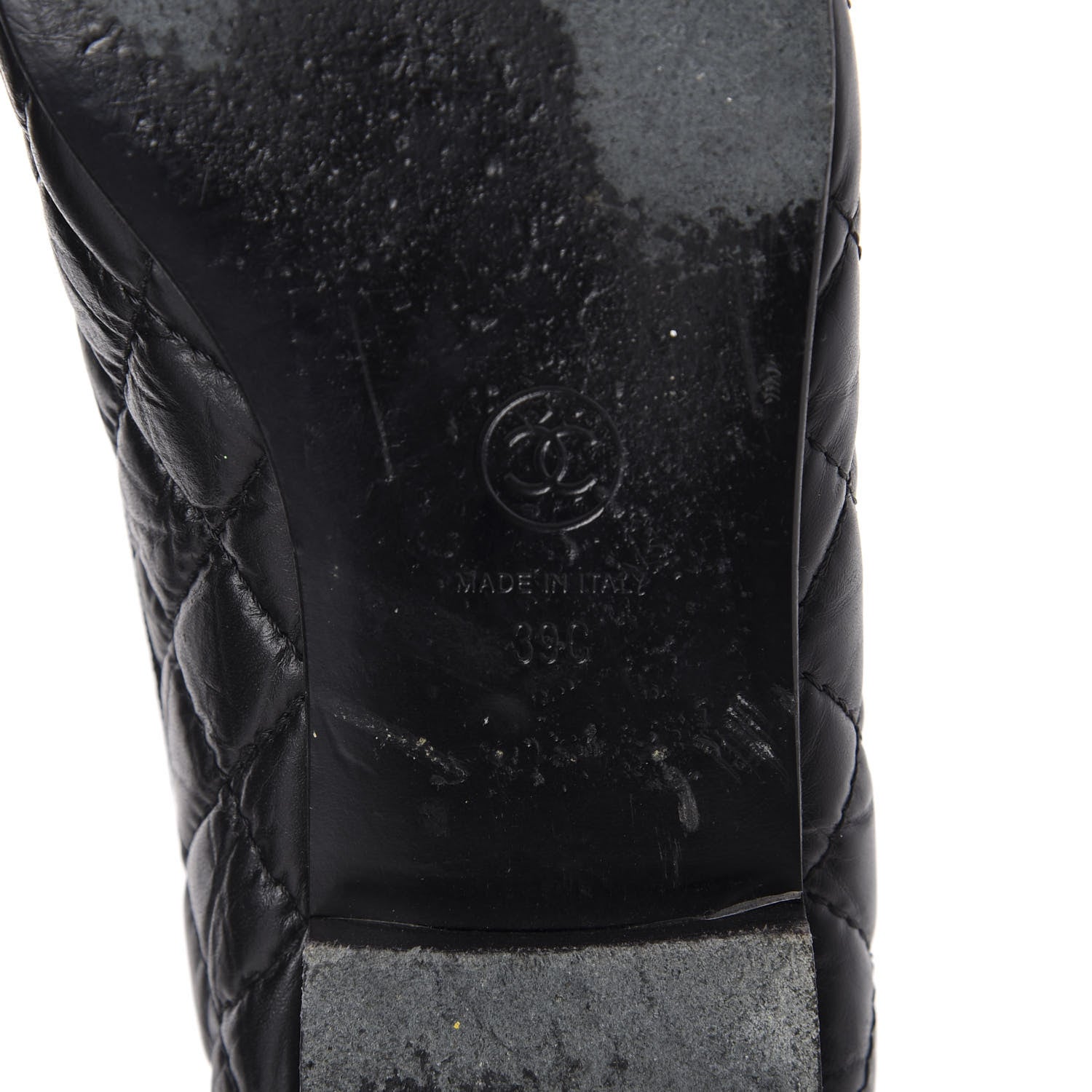 Chanel Aged Calfskin Quilted CC Cap Toe Ballerina Flats 39 Black 9 of 11
