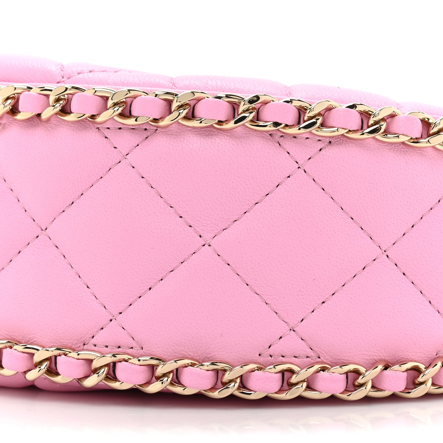 Lambskin Quilted Chain Around Hobo Pink