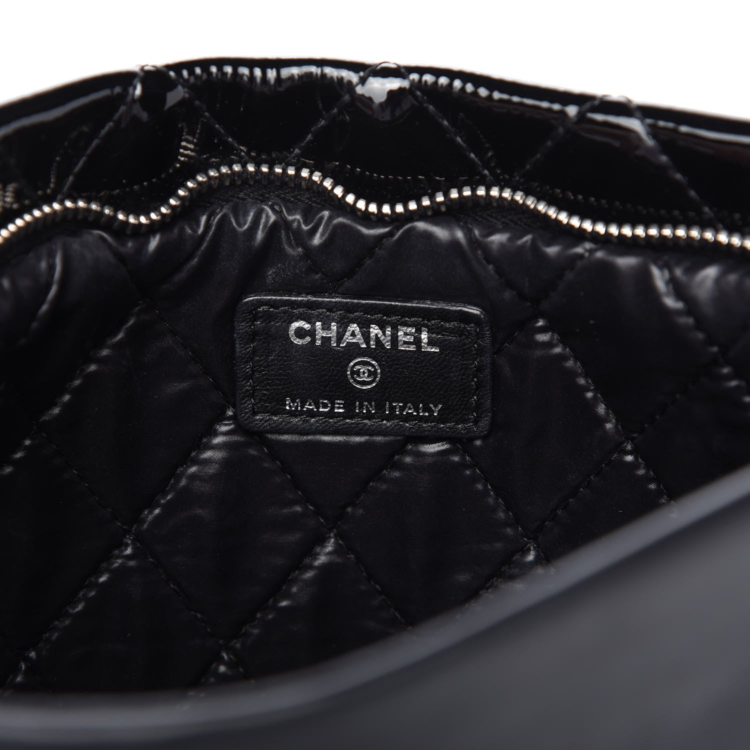 Chanel Patent Calfskin Quilted Beauty CC Clutch Black 8 of 11