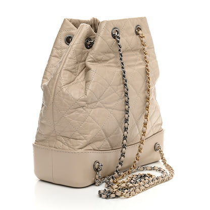 Chanel Aged Calfskin Quilted Gabrielle Backpack Beige 3 of 9