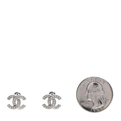 Chanel Crystal Timeless CC Earrings Silver 2 of 4