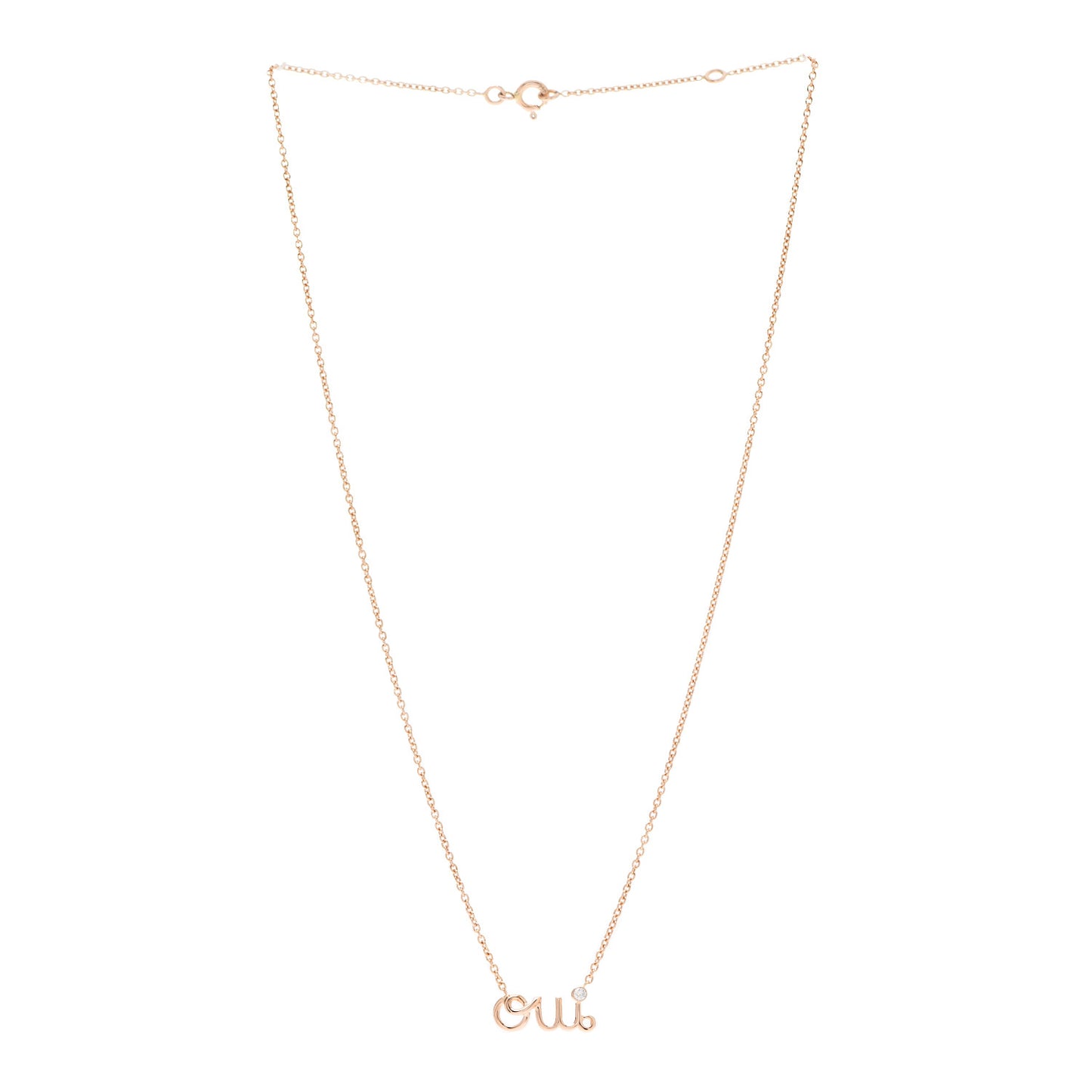 18K Rose Gold Diamond Oui Pendant Necklace