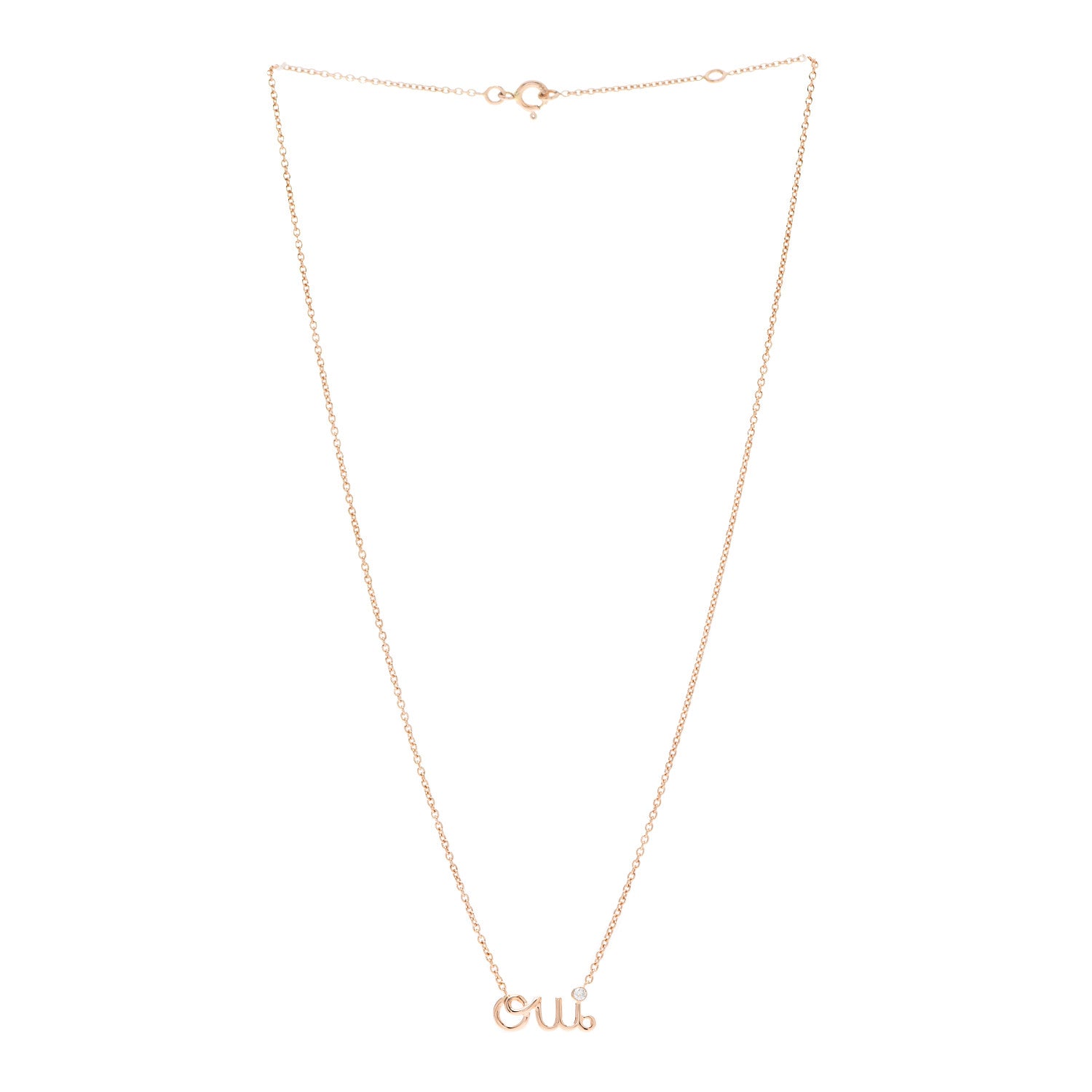Christian Dior 18K Rose Gold Diamond Oui Pendant Necklace 3 of 5