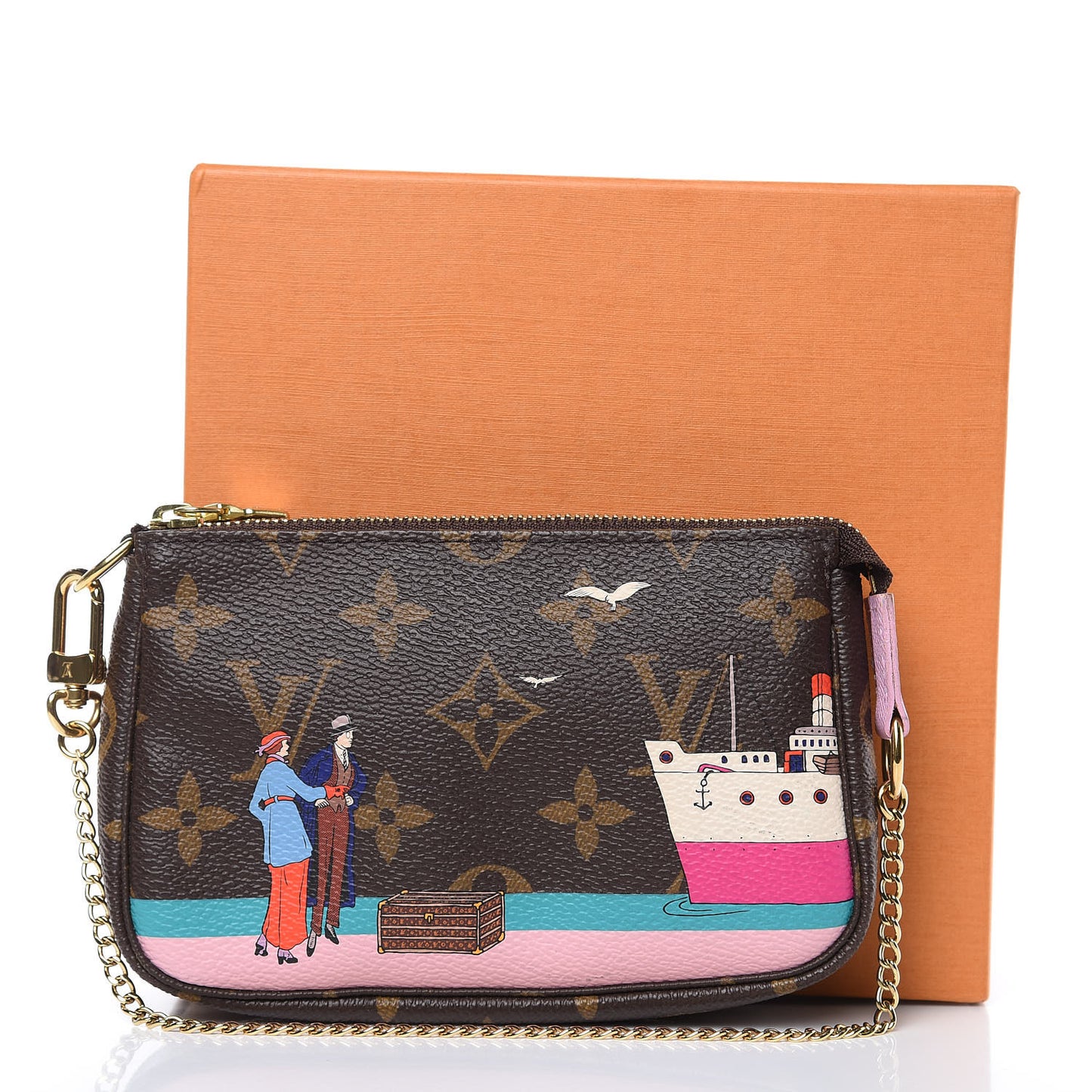 Monogram 2016 Christmas Animation Mini Pochette Accessories Rose Ballerine