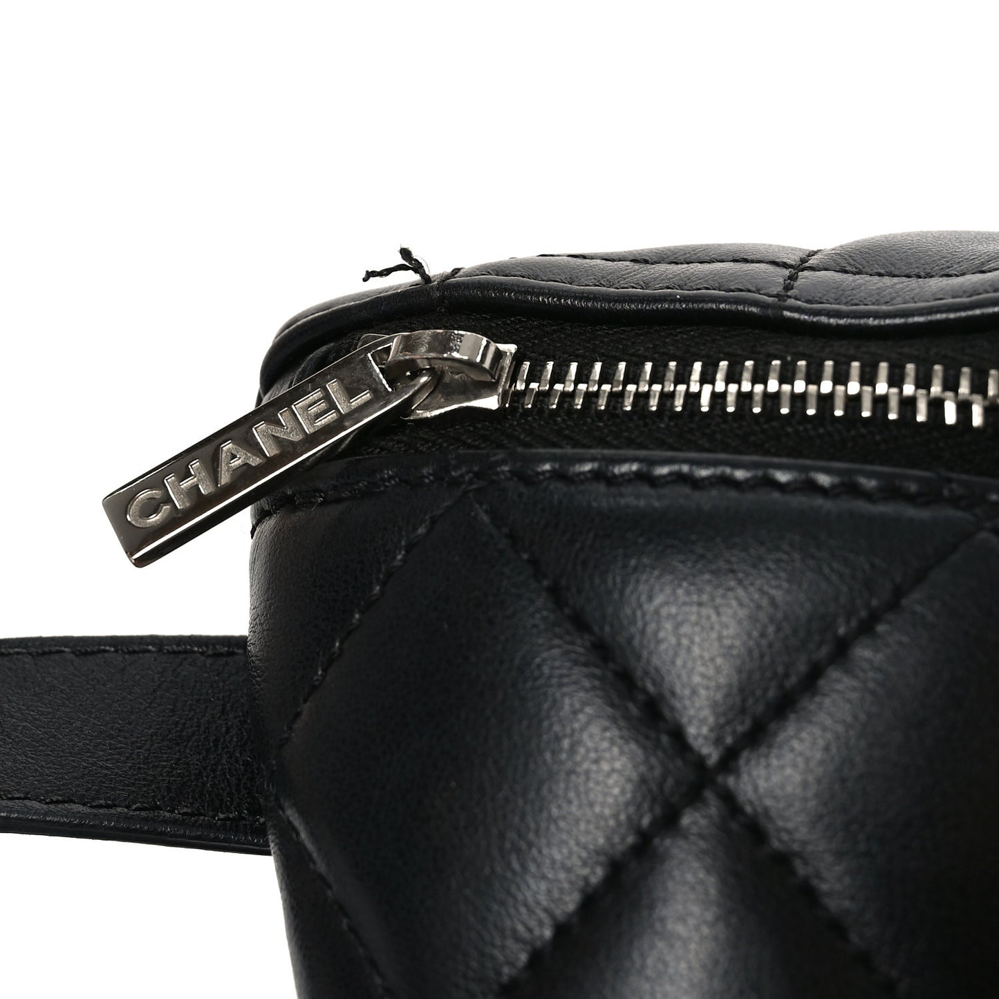 Calfskin Quilted Waist Belt Bag Black
