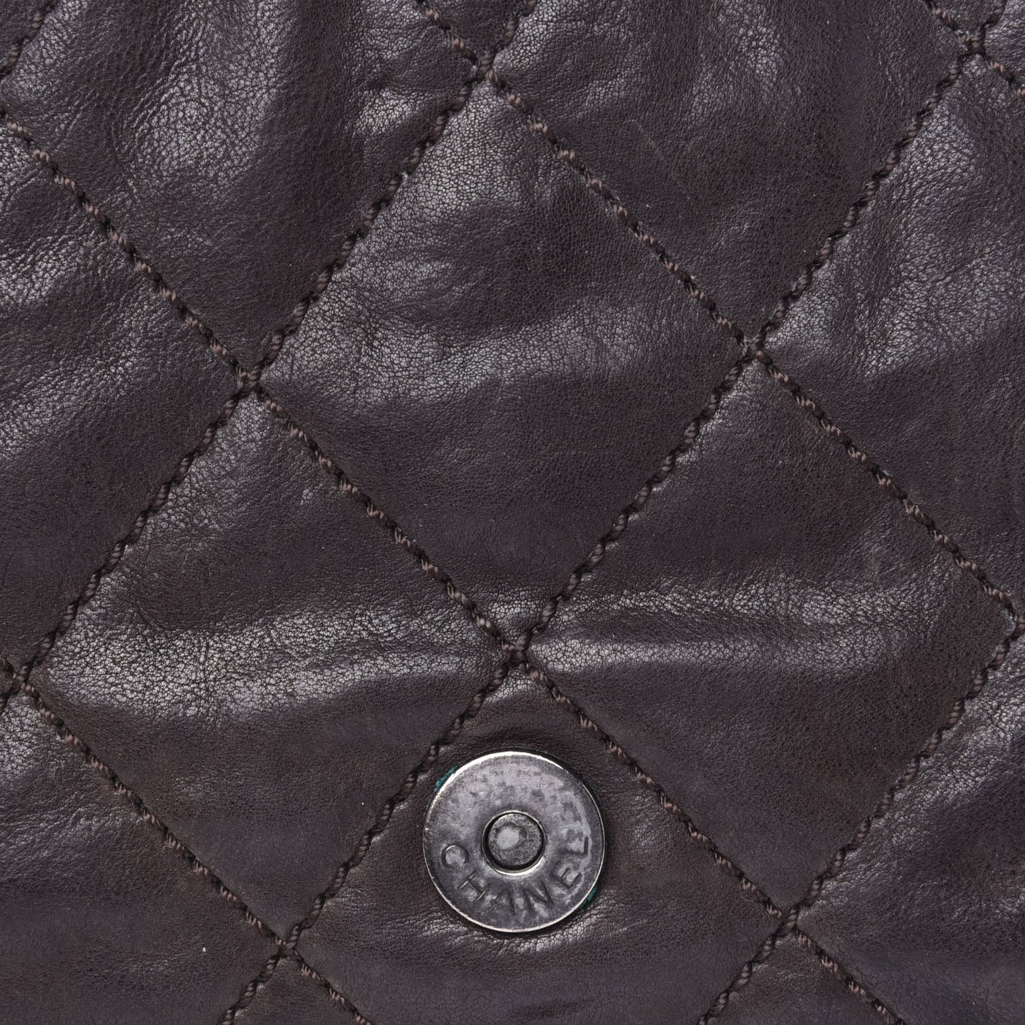 Calfskin Quilted Modern Chain Flap Brown