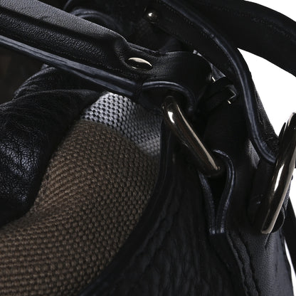 Burberry Grainy Calfskin Canvas Mega Check Medium Ashby Hobo Black 11 of 12