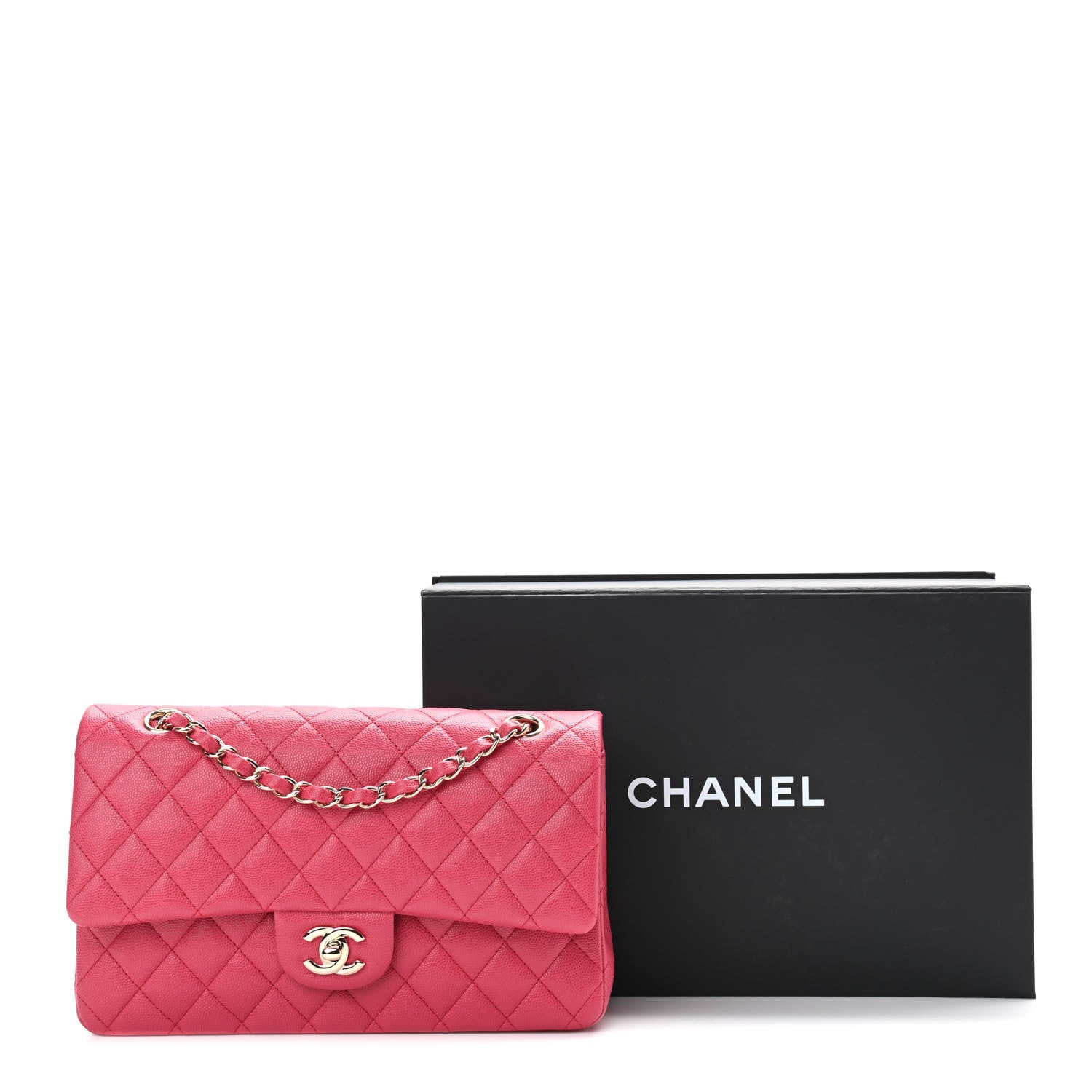 Chanel Caviar Quilted Medium Double Flap Dark Pink 10 of 10