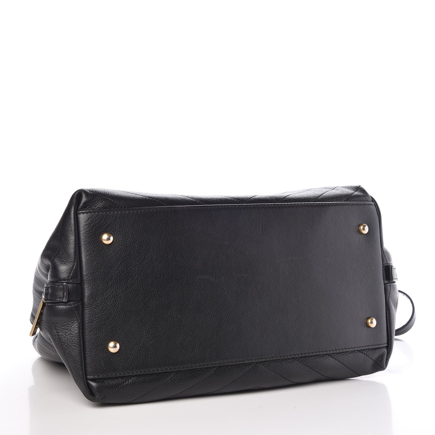 Chanel Calfskin Elaphe Stitched Large Chevron Chic Shopping Bag Black 5 of 8