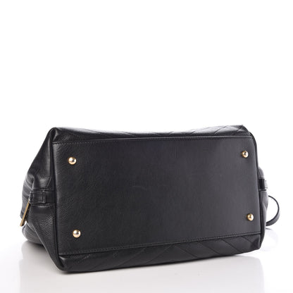 Chanel Calfskin Elaphe Stitched Large Chevron Chic Shopping Bag Black 5 of 8