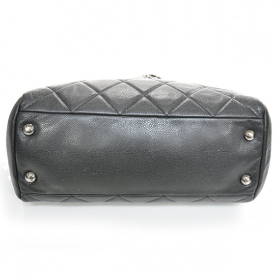 Caviar Quilted Large Cells Shopping Tote Black