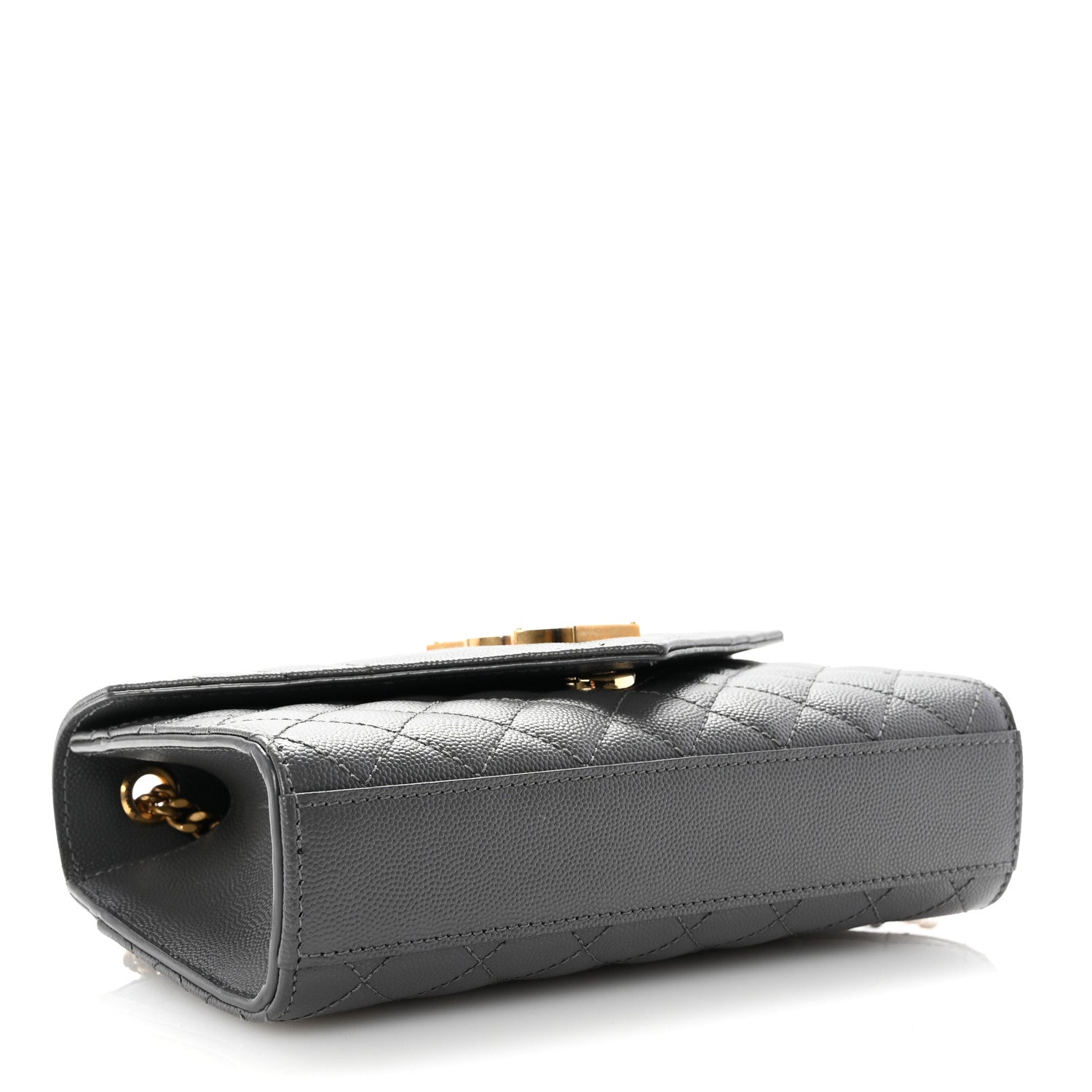 Saint Laurent Grain De Poudre Textured Mixed Matelasse Triquilt Small Monogram Satchel Pebble 4 of 11