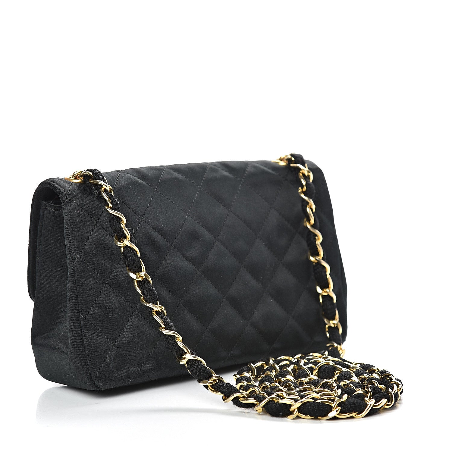 Chanel Satin Quilted Extra Mini Rectangular Flap Black 2 of 14