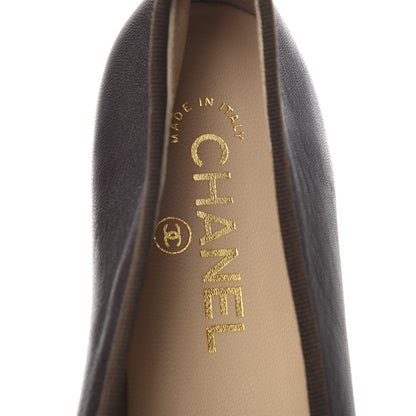 Chanel Lambskin Cap Toe Ballerina Flats 37 Black Brown 5 of 8