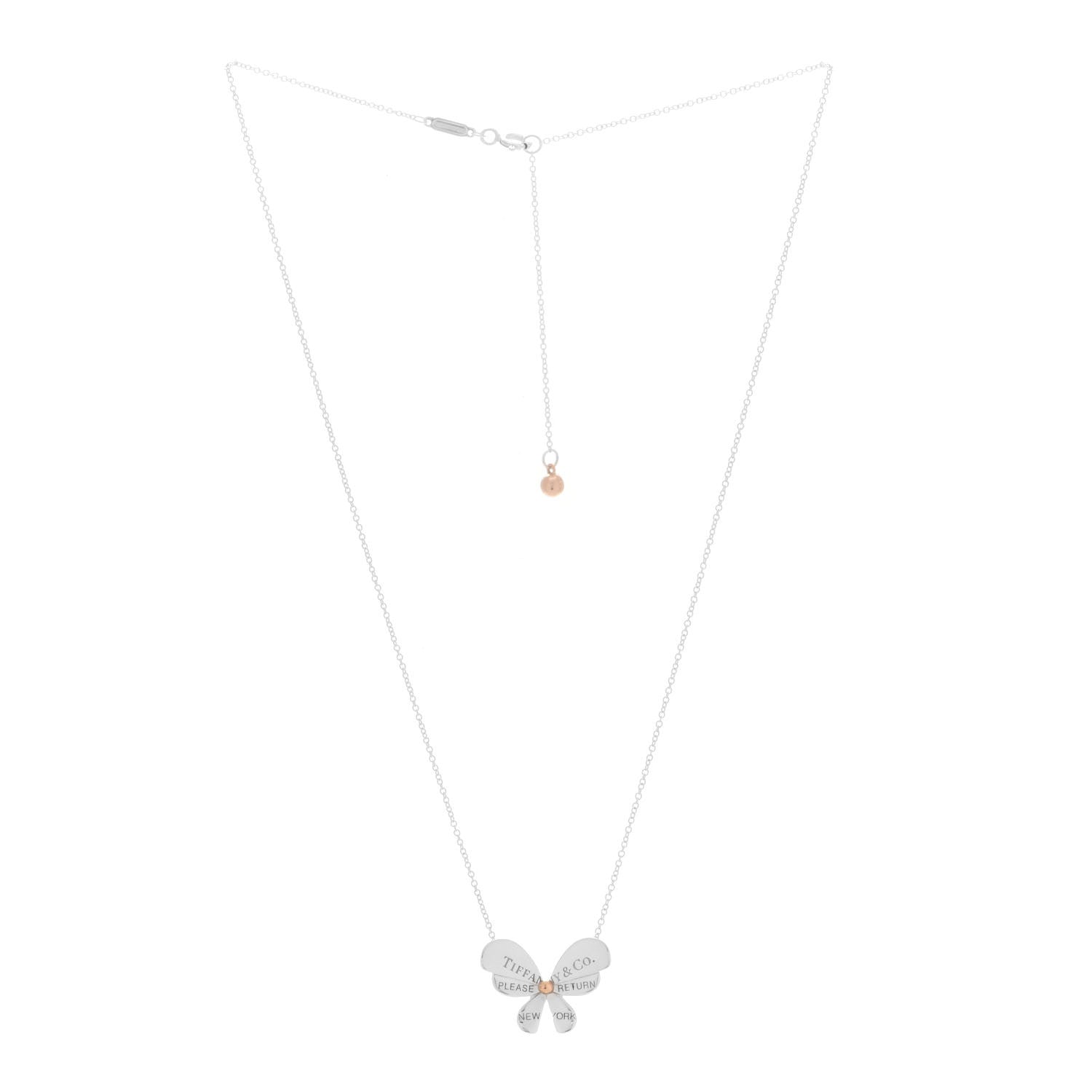 Tiffany Sterling Silver 18K Rose Gold Return to Tiffany Love Bugs Butterfly Pendant Necklace 3 of 7