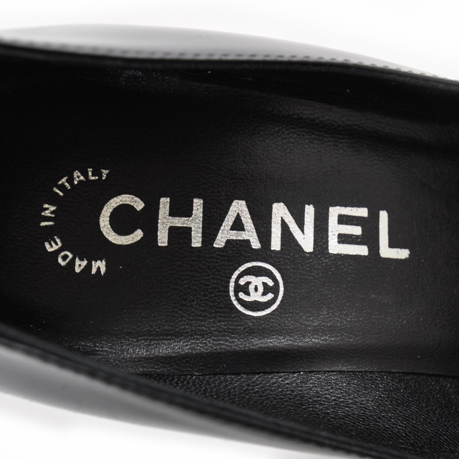 Chanel Patent Glitter Cap Toe Pumps 36 7 of 9