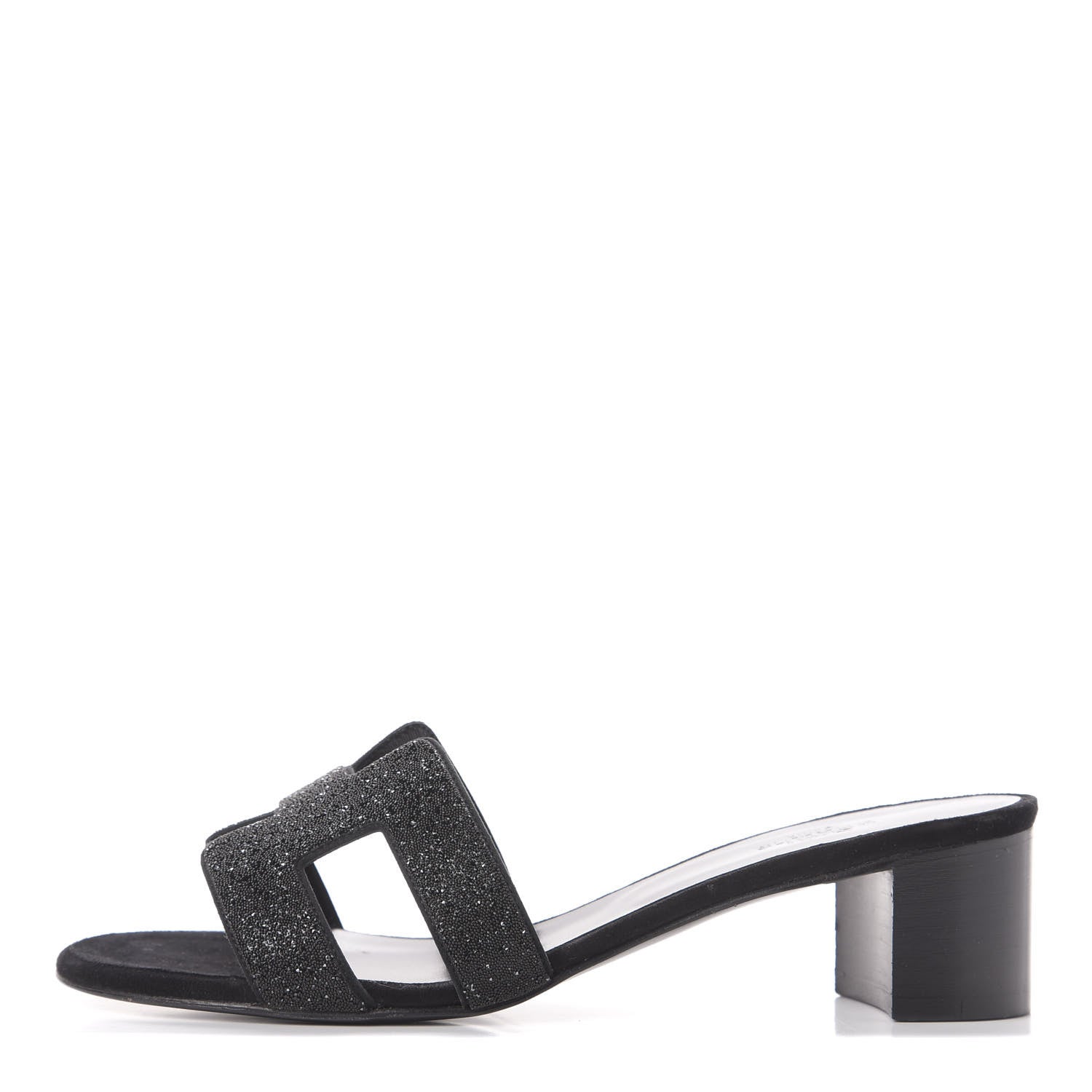 Hermes Suede Goatskin Crystal Powder Oasis Sandals 37 Black 1 of 11