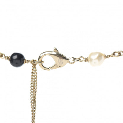 Chanel Pearl Bead Enamel CC Long Necklace Black Light Gold 5 of 5