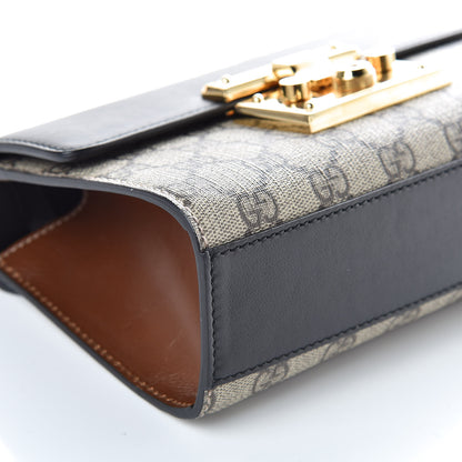 Gucci GG Supreme Monogram Calfskin Small Padlock Shoulder Bag Beige Black Cuir 9 of 10