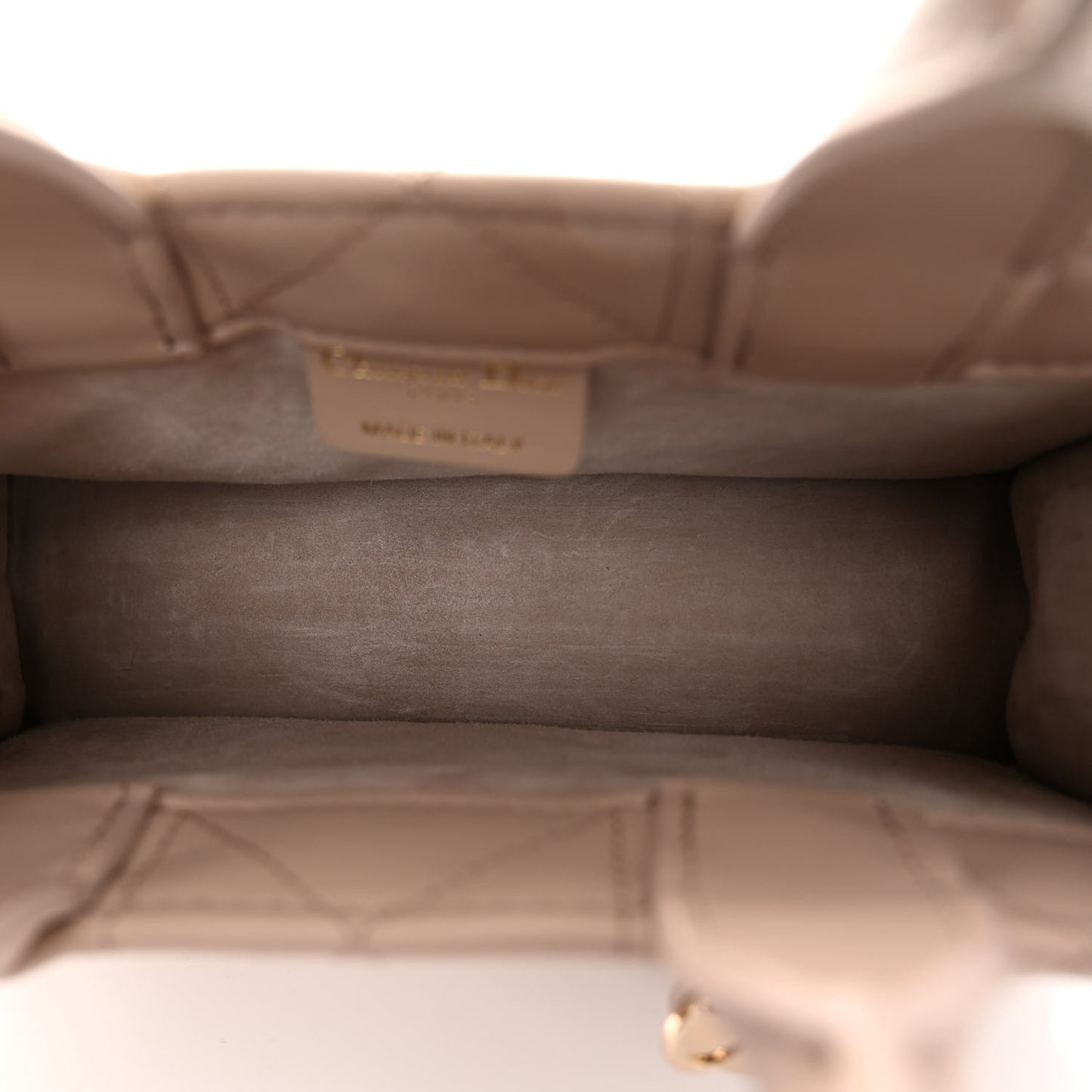 CHRISTIAN DIOR Calfskin Macrocannage Mini Book Tote Trench Beige