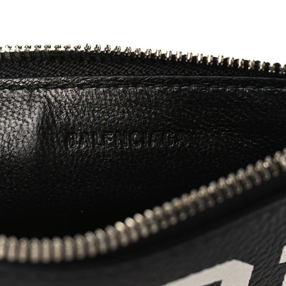 Balenciaga Grained Calfskin Logo Zip Card Holder Black 6 of 6