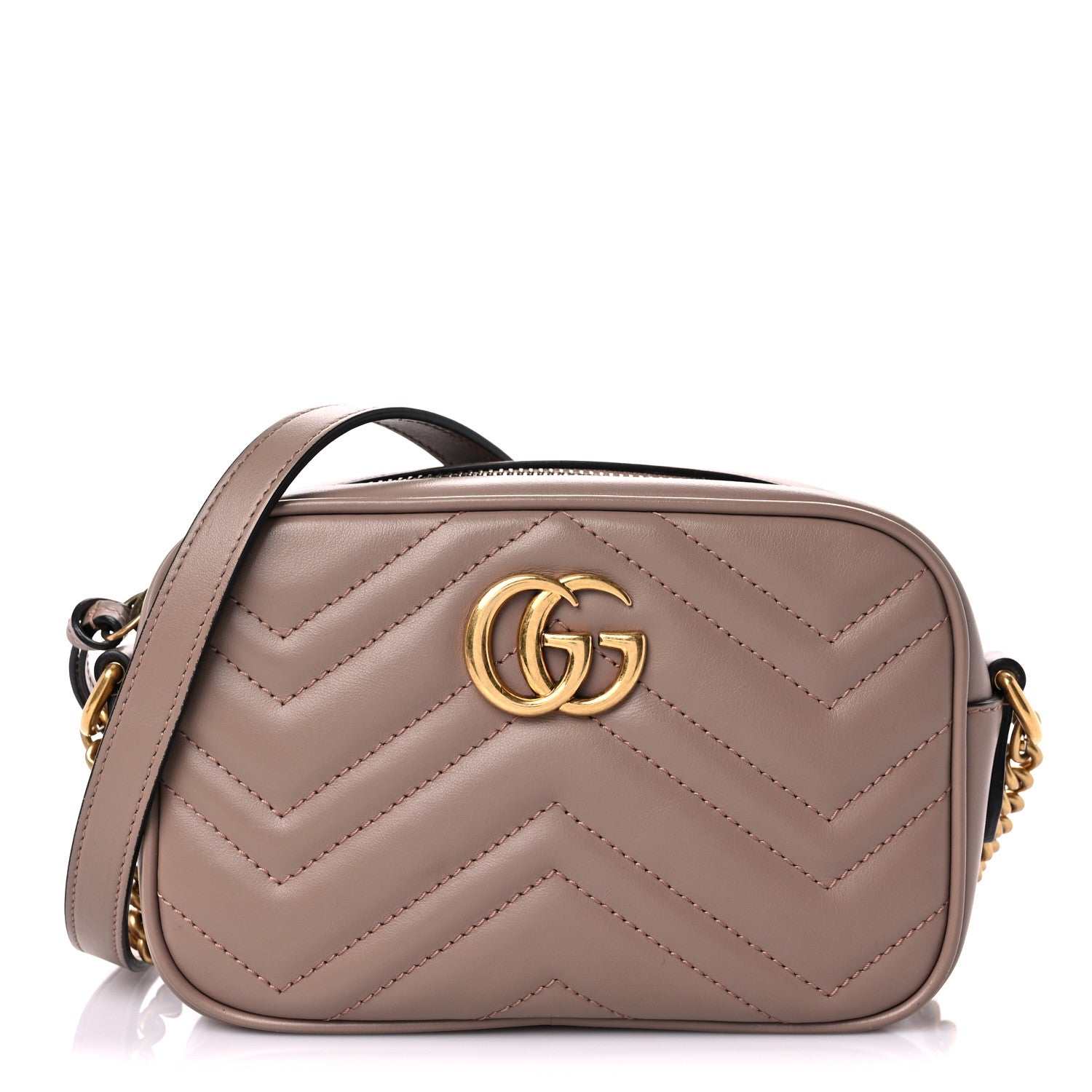 Gucci Calfskin Matelasse Mini GG Marmont Chain Shoulder Bag Porcelain Rose 1 of 11