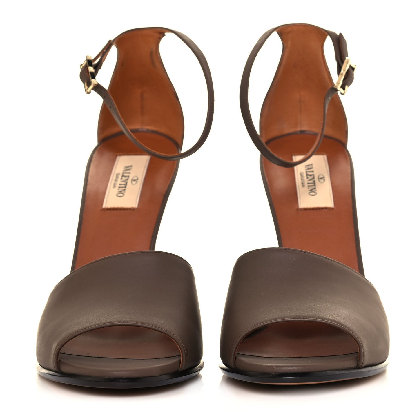 Calfskin Ankle Strap Sandals 41 Brown