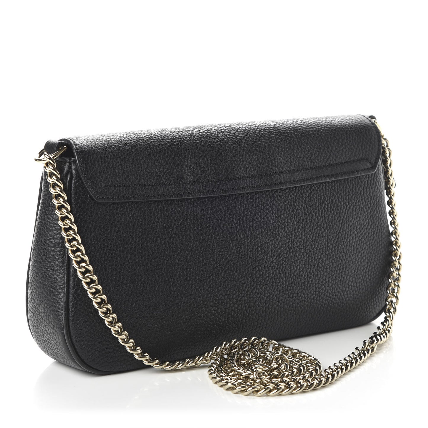 Pebbled Calfskin Medium Soho Flap Crossbody Black