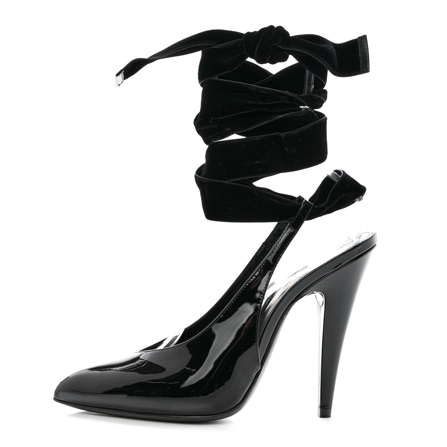 Saint Laurent Vernice Chiffon Venus Lace 110 Pumps 37.5 Black 1 of 9