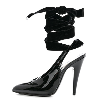 Saint Laurent Vernice Chiffon Venus Lace 110 Pumps 37.5 Black 1 of 9