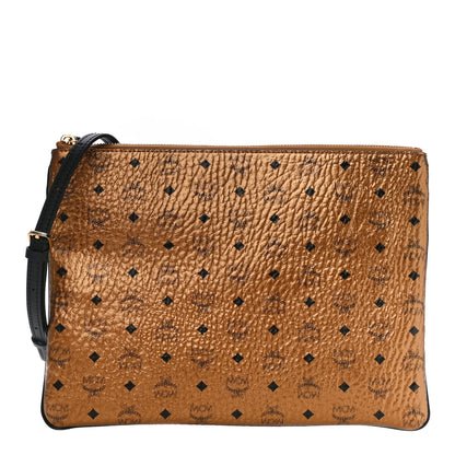 MCM Metallic Visetos Medium Crossbody Pouch Gold 1 of 10