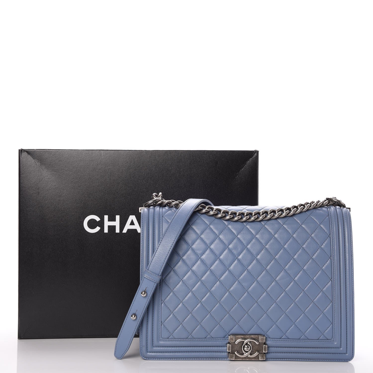 Chanel Lambskin Quilted Large Boy Flap Light Blue 9 of 9