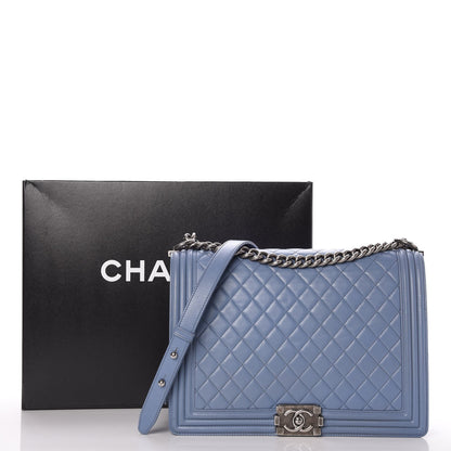 Chanel Lambskin Quilted Large Boy Flap Light Blue 9 of 9