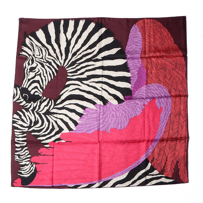 Hermes Silk Zebra Pegasus Scarf 90 Prune Rouge Violet 2 of 7