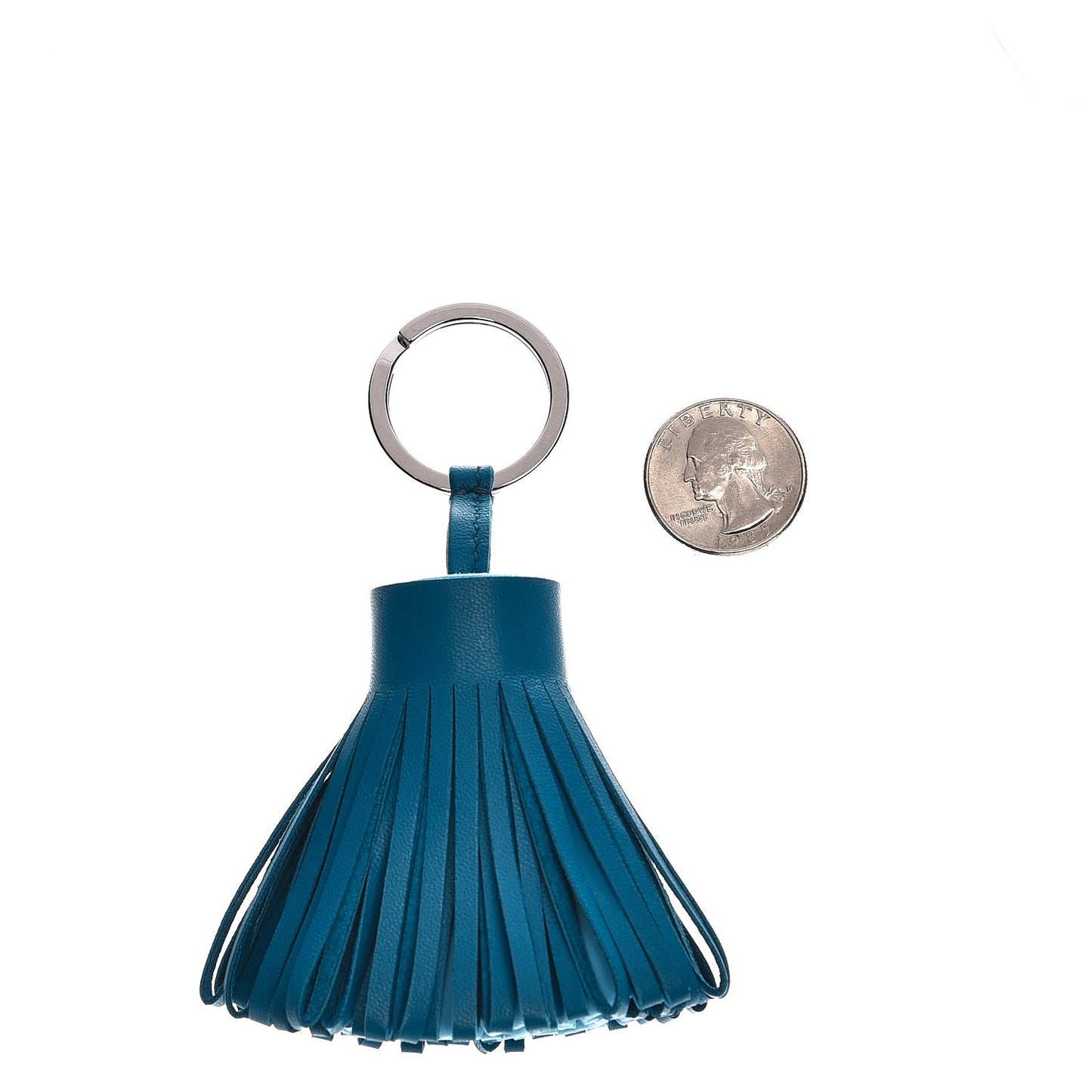 Lambskin Bi-Color Carmen Tassel Key Holder Bleu Izmir Celeste
