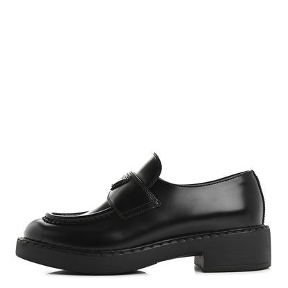 Prada Spazzolato Metal Triangle Logo 50mm Loafers 37 Black 1 of 13