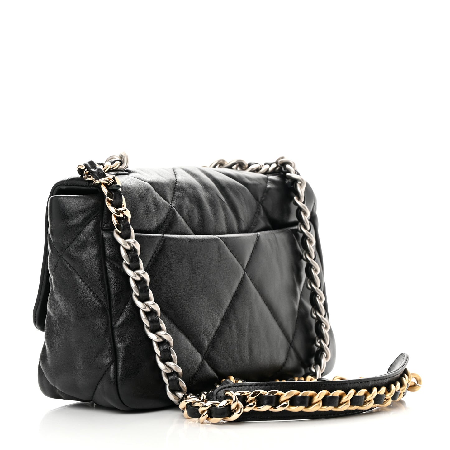 Goatskin Quilted Medium Chanel 19 Flap Black