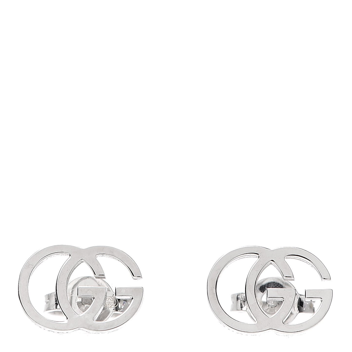 18K White Gold GG Tissue Stud Earrings
