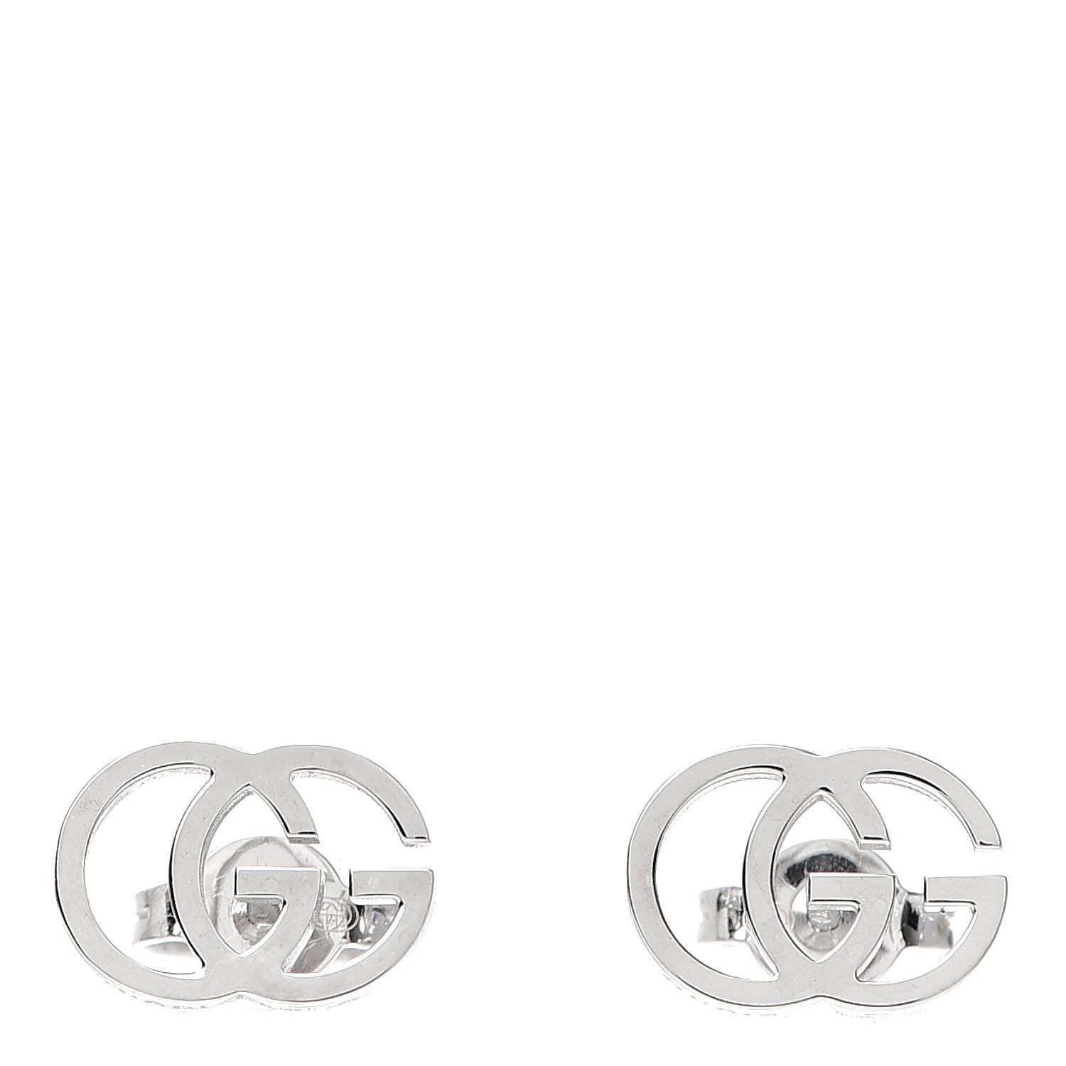 Gucci 18K White Gold GG Tissue Stud Earrings 1 of 4