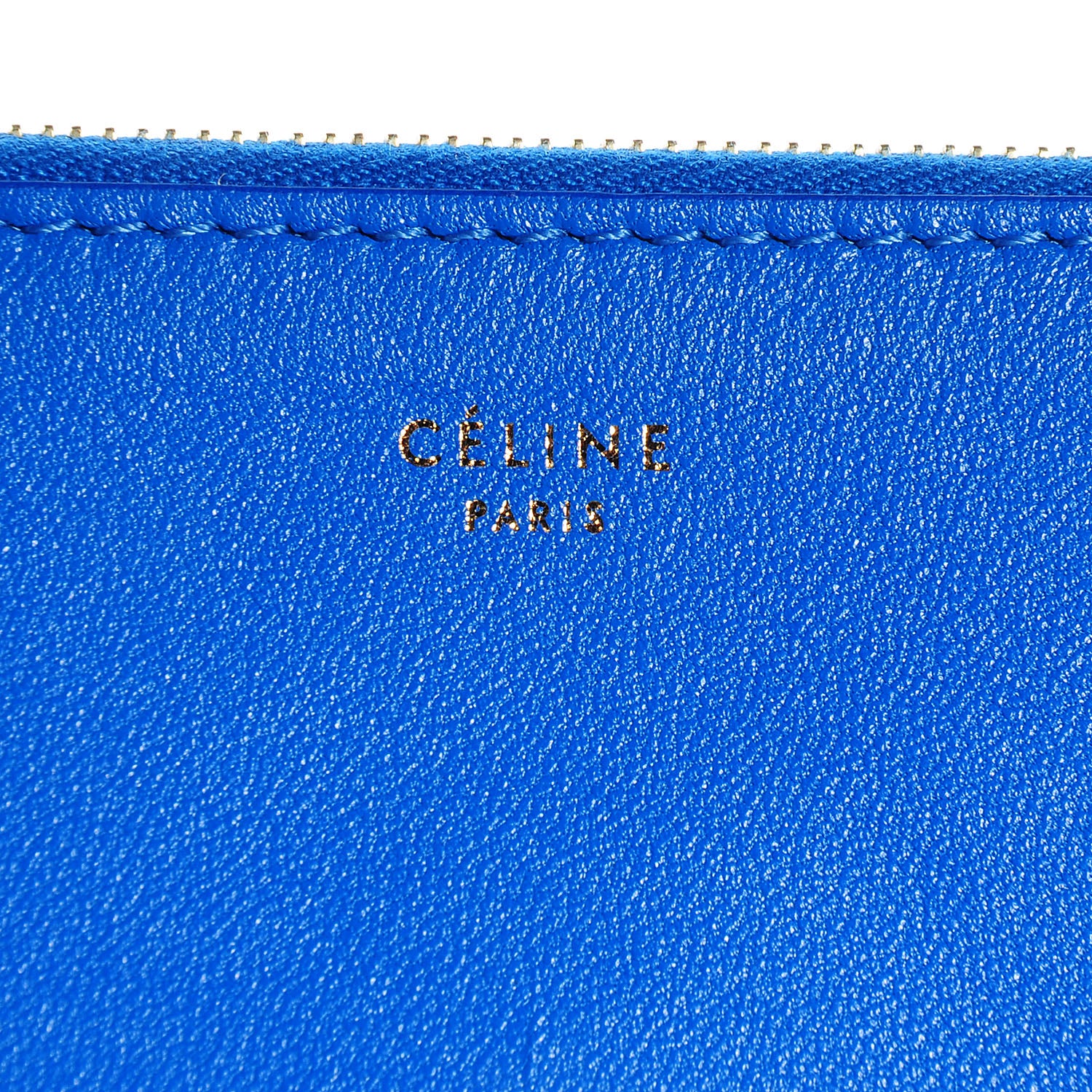 Celine Smooth Lambskin Bi-Color Solo Clutch Pouch Royal Blue Khaki 5 of 10