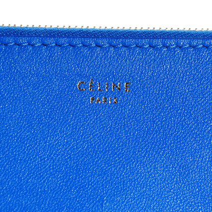 Celine Smooth Lambskin Bi-Color Solo Clutch Pouch Royal Blue Khaki 5 of 10