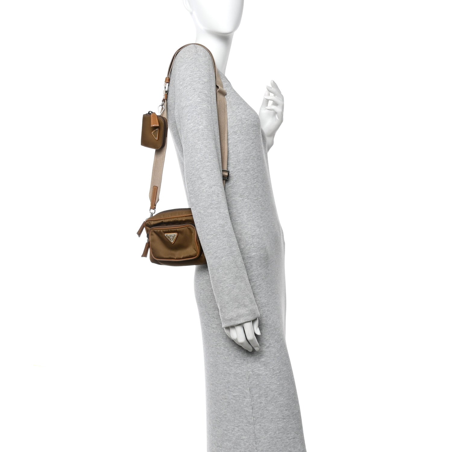 Prada Nylon Re-Edition Travel Pocket Double Zip Shoulder Bag