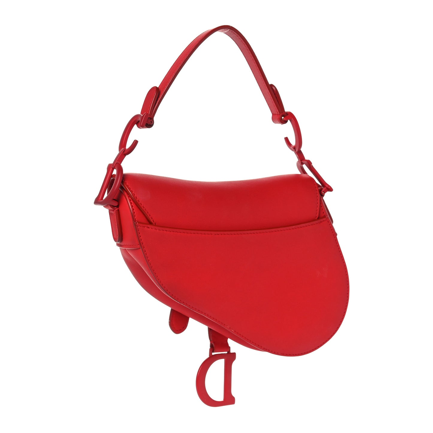 Ultra Matte Calfskin Mini Saddle Bag Red
