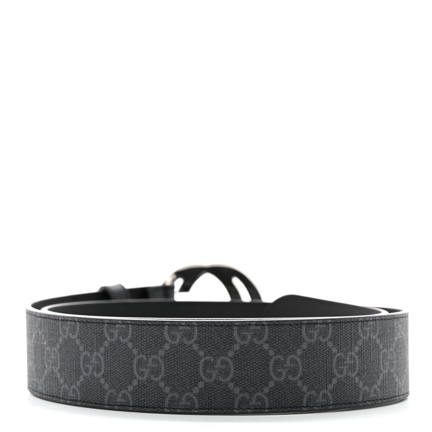GG Supreme Monogram Selleria Calfskin Interlocking G 40mm Belt 95 38 Black Grey