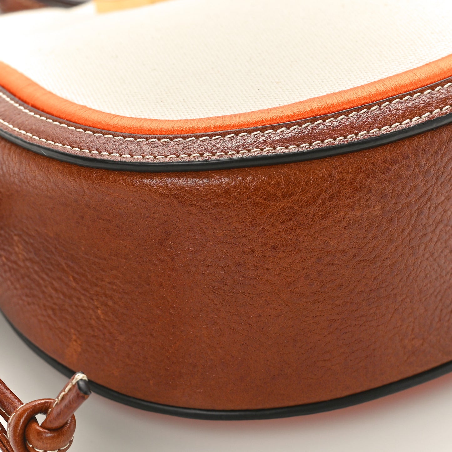 Canvas Calfskin Mini Iris Hobo Ecru Oak Orange
