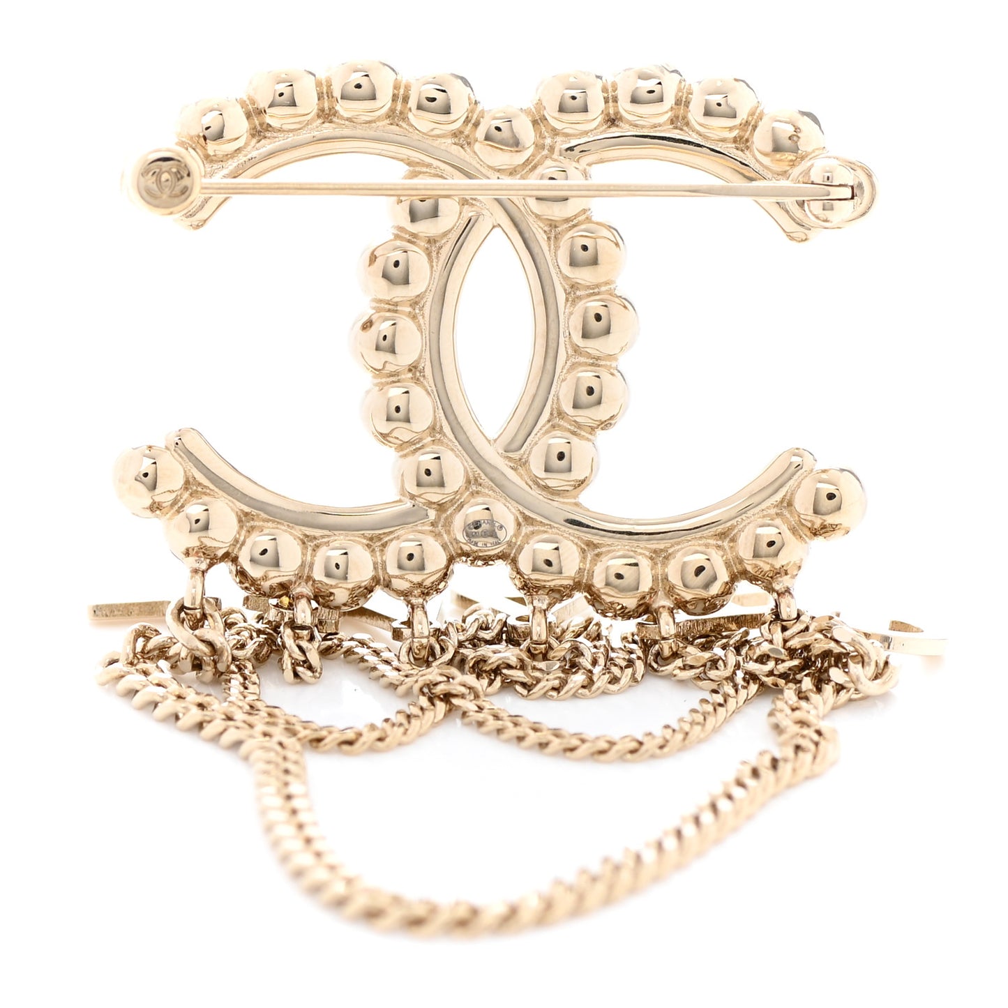 Metal Crystal Bow-tiful CC Chain Brooch Gold