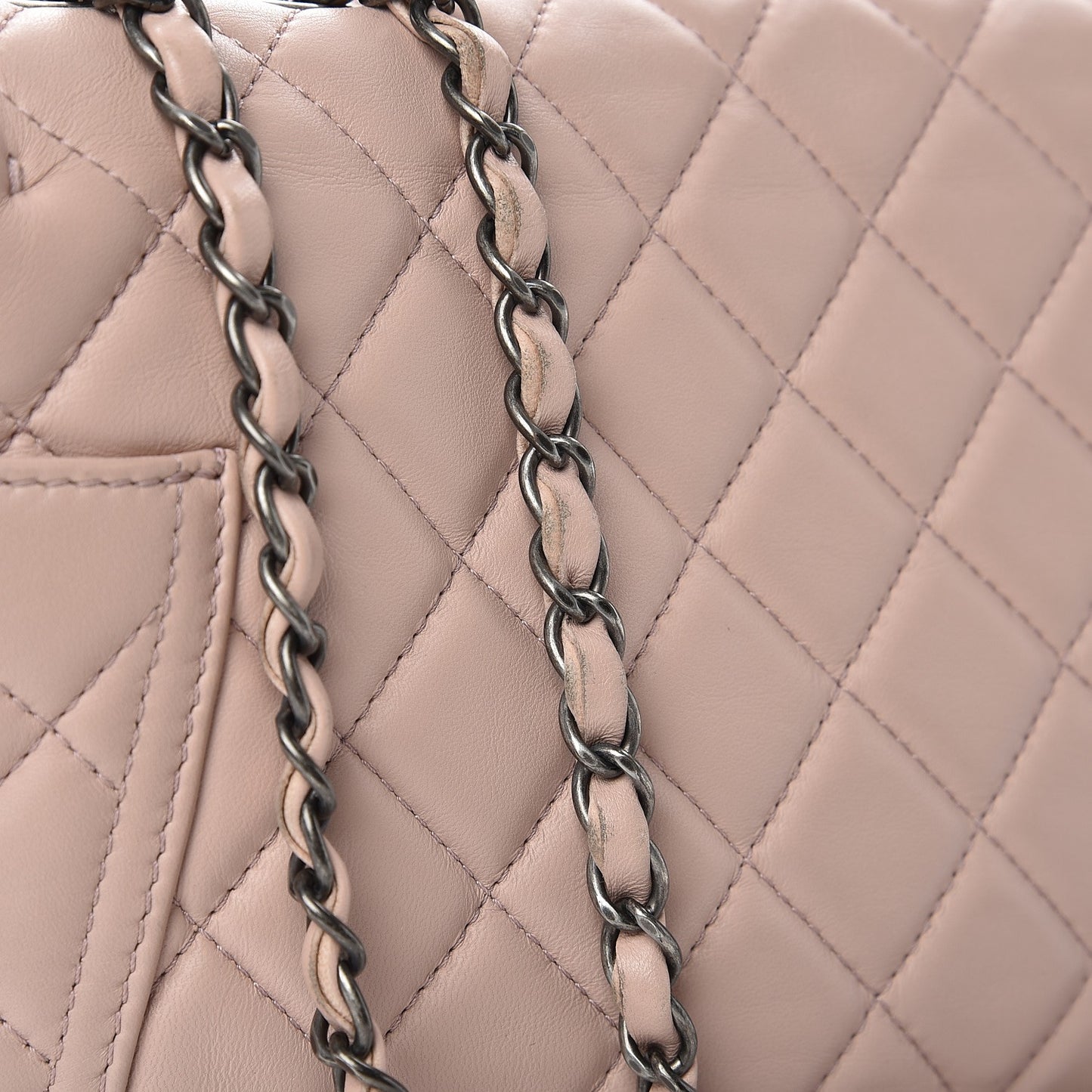 Lambskin Large Around Pockets Flap Light Pink