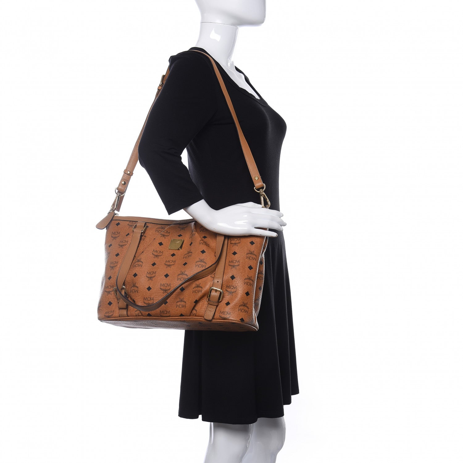 MCM Visetos Medium Essentials Shopper Tote Cognac 2 of 13