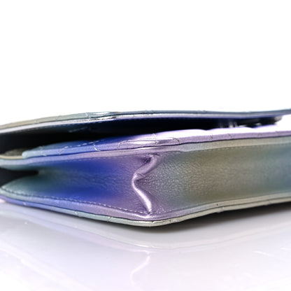 Chanel Gradient Metallic Calfskin Quilted Wallet On Chain WOC Silver Blue Yellow Purple 9 of 11