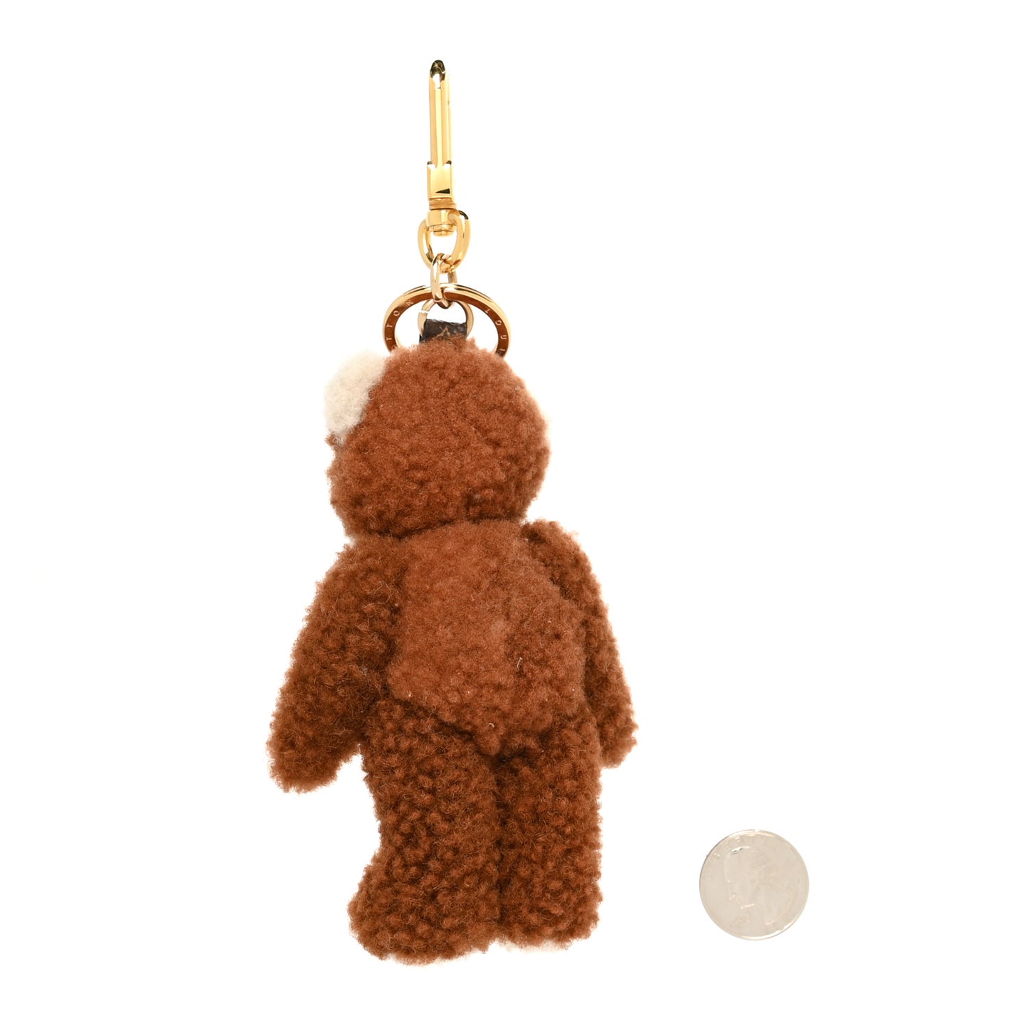 Shearling LV Teddy Bear Bag Charm Key Holder Black Pink